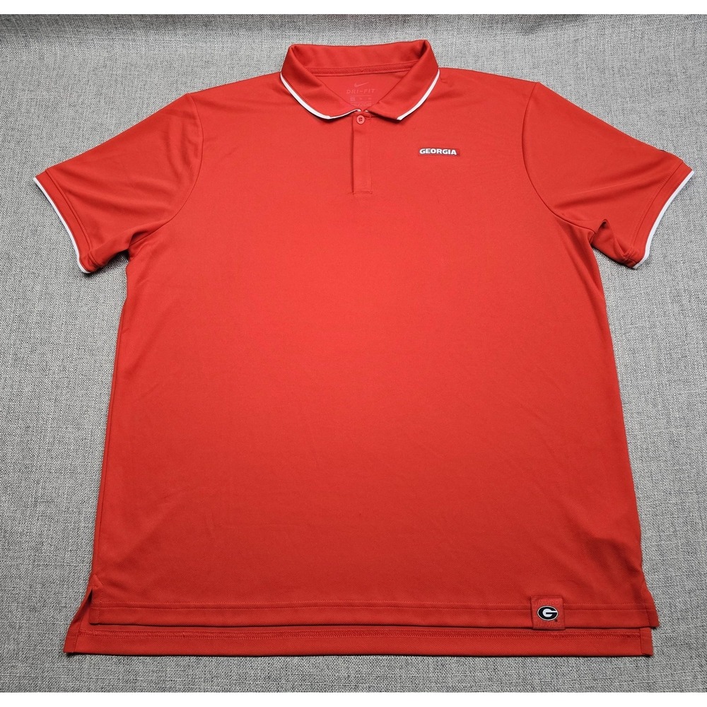 Georgia Bulldogs Nike‎ Polo Shirt Mens XL Red Dri-FIT Golf Football Performance